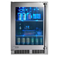 Thumbnail for Lynx 24-Inch 5.3 Cu. Ft. Left Hinge Outdoor Rated Compact Glass Door Refrigerator - LN24REFGL