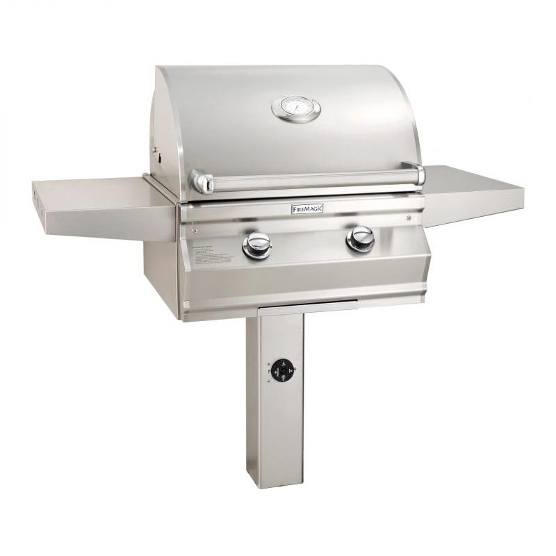 Fire Magic Choice Multi-User CM430S 24-Inch Propane Gas Grill With Analog Thermometer On In-Ground Post - CM430S-RT1P-G6