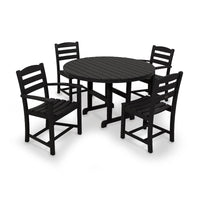 Thumbnail for POLYWOOD La Casa Cafe 5 Piece Round Farmhouse Dining Set - Black