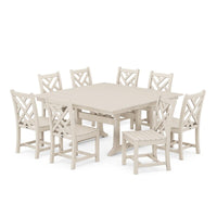 Thumbnail for POLYWOOD Chippendale 9-Piece Farmhouse Trestle Dining Set - Sand
