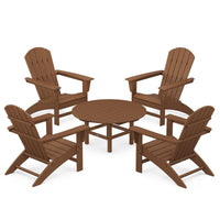 Thumbnail for POLYWOOD Nautical 5-Piece Adirondack Chair Conversation Set - Teak