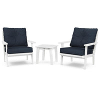 Thumbnail for POLYWOOD Lakeside 3-Piece Deep Seating Chair Set - White / Marine Indigo