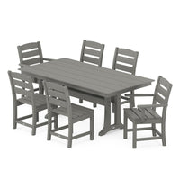 Thumbnail for POLYWOOD Lakeside 7-Piece Farmhouse Trestle Dining Set - Slate Grey