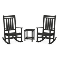 Thumbnail for POLYWOOD Estate 3-Piece Rocking Chair Set w/ Long Island 18-Inch Side Table - Black