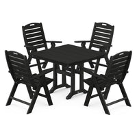 Thumbnail for POLYWOOD Nautical Highback 5-Piece Farmhouse Trestle Dining Set in Black