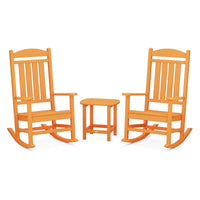 Thumbnail for POLYWOOD Presidential Rocker 3-Piece Set w/ South Beach 18-Inch Side Table - Tangerine