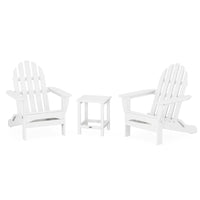 Thumbnail for POLYWOOD Classic Folding Adirondack 3-Piece Set W/ Long Island 18-Inch Side Table - White