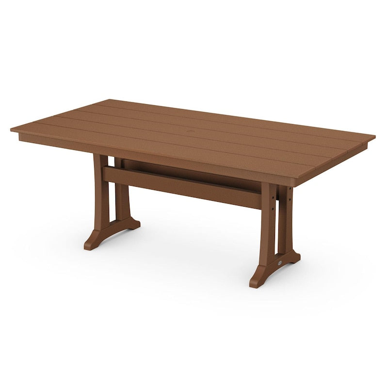 POLYWOOD 37 X 72-Inch Farmhouse Trestle Dining Table - Teak