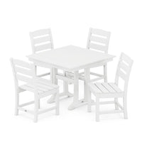 Thumbnail for POLYWOOD Lakeside 5-Piece Farmhouse Trestle Side Chair Dining Set - White