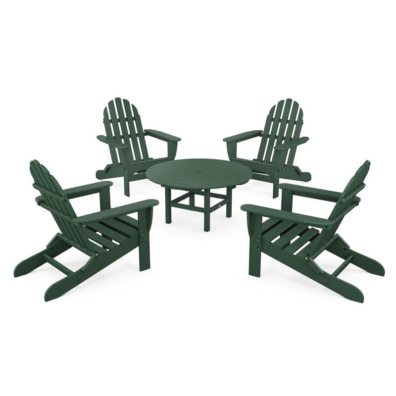 POLYWOOD Classic Folding Adirondack 5-Piece Conversation Group - Green
