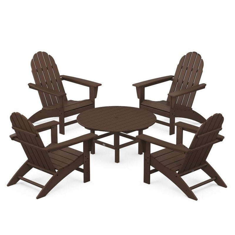 POLYWOOD Vineyard 5-Piece Adirondack Chair Conversation Set - Mahogany