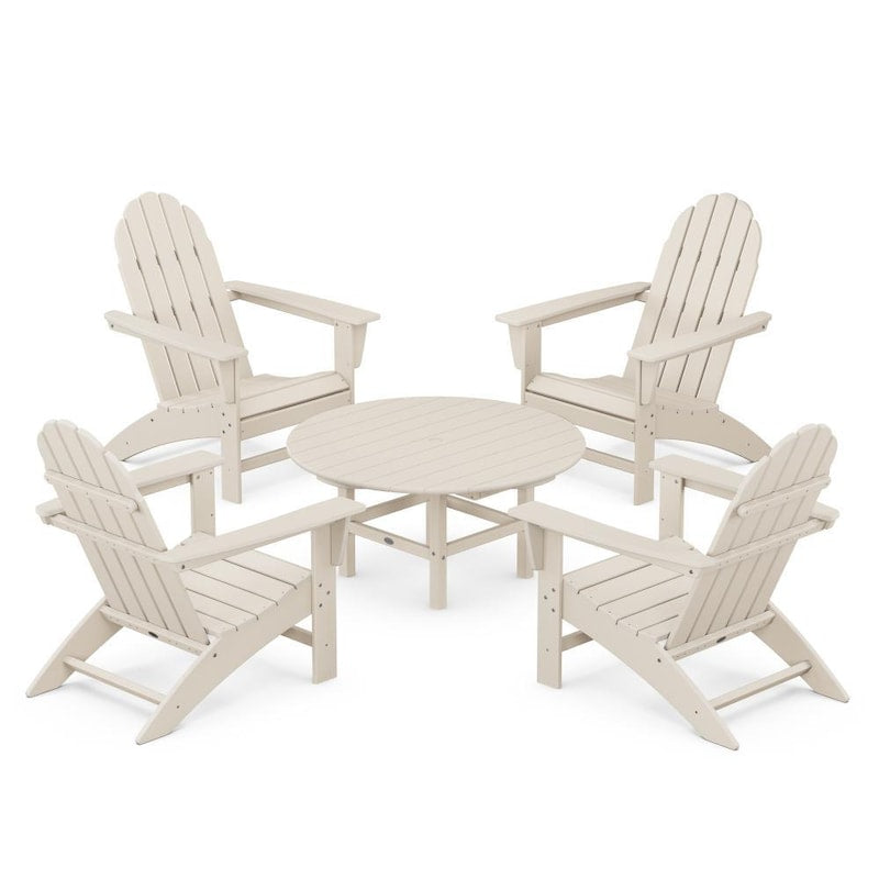 POLYWOOD Vineyard 5-Piece Adirondack Chair Conversation Set - Sand