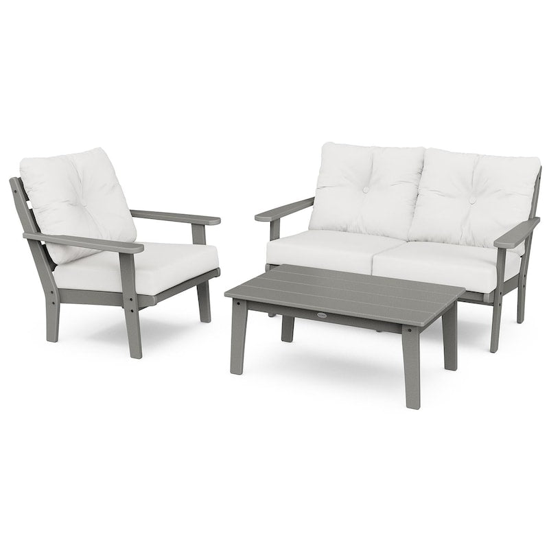 POLYWOOD Lakeside 3-Piece Deep Seating Set - Slate Grey / Natural Linen
