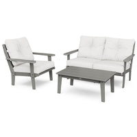 Thumbnail for POLYWOOD Lakeside 3-Piece Deep Seating Set - Slate Grey / Natural Linen