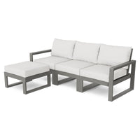 Thumbnail for POLYWOOD EDGE 4-Piece Modular Deep Seating Set with Ottoman in Slate Grey / Natural Linen