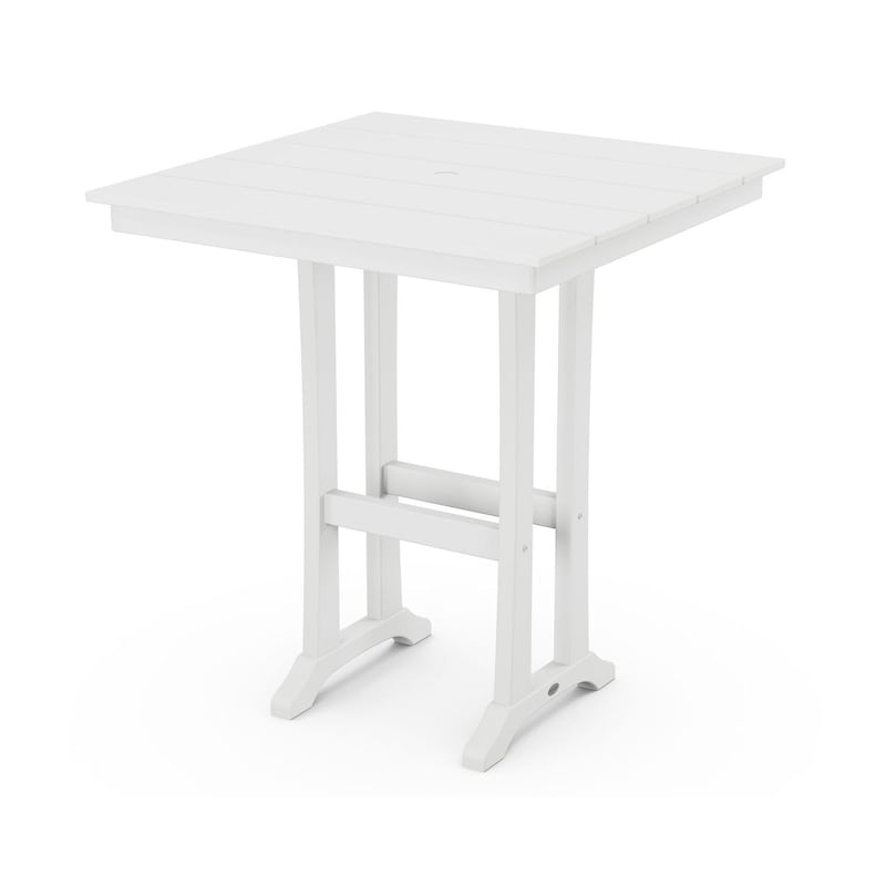 POLYWOOD 37-Inch Farmhouse Trestle Bar Table - White