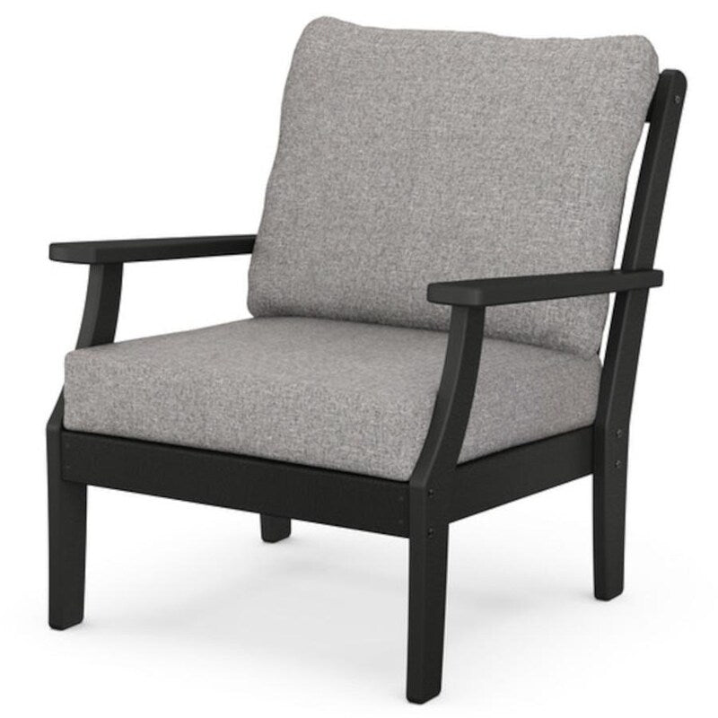 POLYWOOD Braxton Deep Seating Chair in Black / Grey Mist