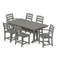 Thumbnail for POLYWOOD La Casa Cafe 7 Piece Farmhouse Trestle Dining Set - Slate Grey