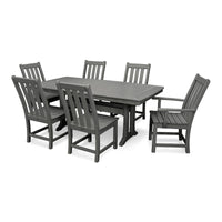 Thumbnail for POLYWOOD Vineyard 7-Piece Nautical Trestle Dining Set - Slate Grey