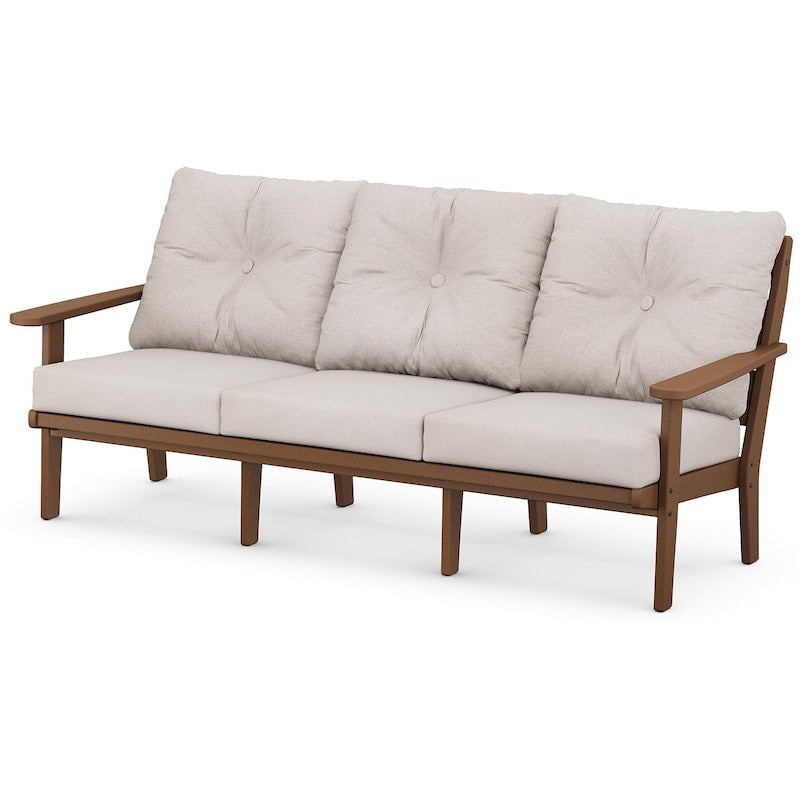 POLYWOOD Lakeside Deep Seating Sofa - Teak / Dune Burlap