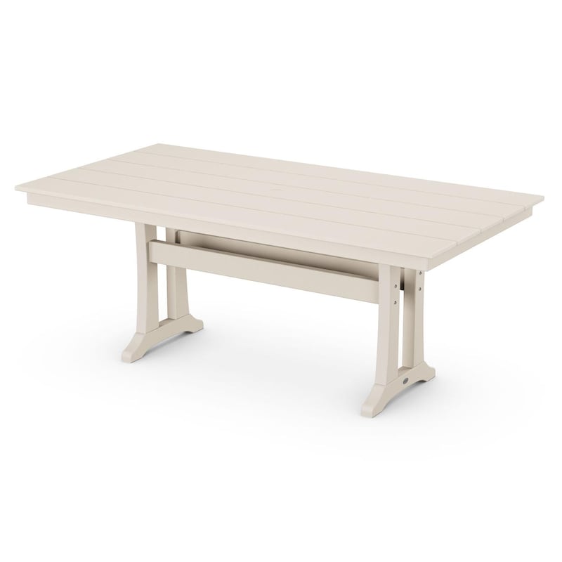 POLYWOOD 37 X 72-Inch Farmhouse Trestle Dining Table - Sand