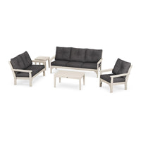 Thumbnail for POLYWOOD Vineyard 5-Piece Deep Seating Set w/ Sofa - Sand / Ash Charcoal