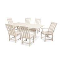 Thumbnail for POLYWOOD Vineyard 7-Piece Farmhouse Trestle Dining Set - Sand