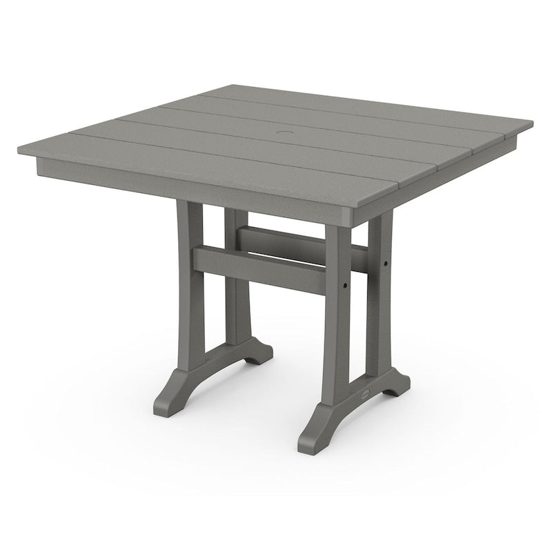 POLYWOOD 37-Inch Farmhouse Trestle Dining Table - Slate Grey