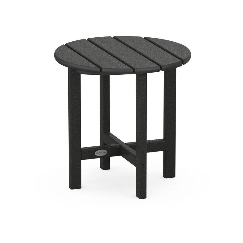 POLYWOOD 18-Inch Round Side Table - Black