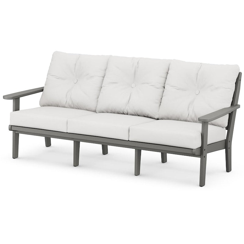 POLYWOOD Lakeside Deep Seating Sofa - Slate Grey / Natural Linen