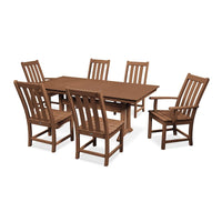 Thumbnail for POLYWOOD Vineyard 7-Piece Farmhouse Trestle Dining Set - Teak