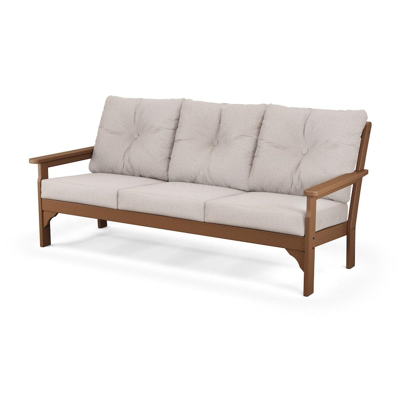 POLYWOOD Vineyard Deep Seating Sofa - Teak / Dune Burlap