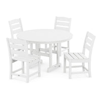 Thumbnail for POLYWOOD Lakeside 5-Piece Round Side Chair Dining Set - White