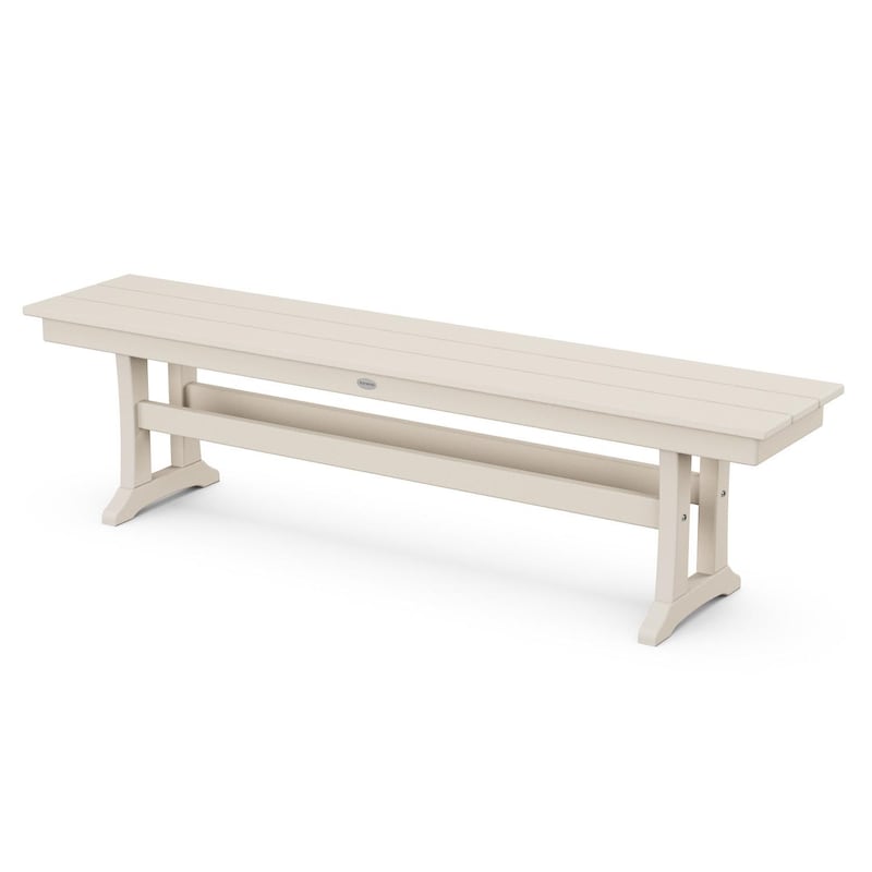 POLYWOOD Farmhouse Trestle 65-Inch Bench - Sand