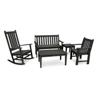 Thumbnail for POLYWOOD Vineyard 5-Piece Bench & Rocking Chair Set - Black