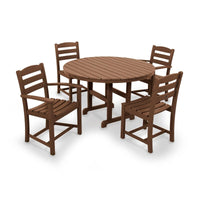 Thumbnail for POLYWOOD La Casa Cafe 5 Piece Round Farmhouse Dining Set - Teak