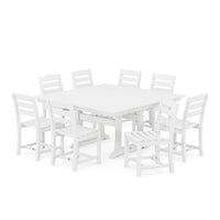 Thumbnail for POLYWOOD La Casa Cafe 9 Piece Farmhouse Trestle Dining Set - White