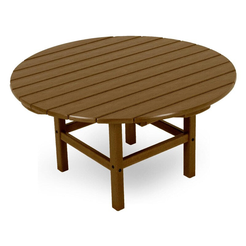 POLYWOOD 38-Inch Round Conversation Table - Teak