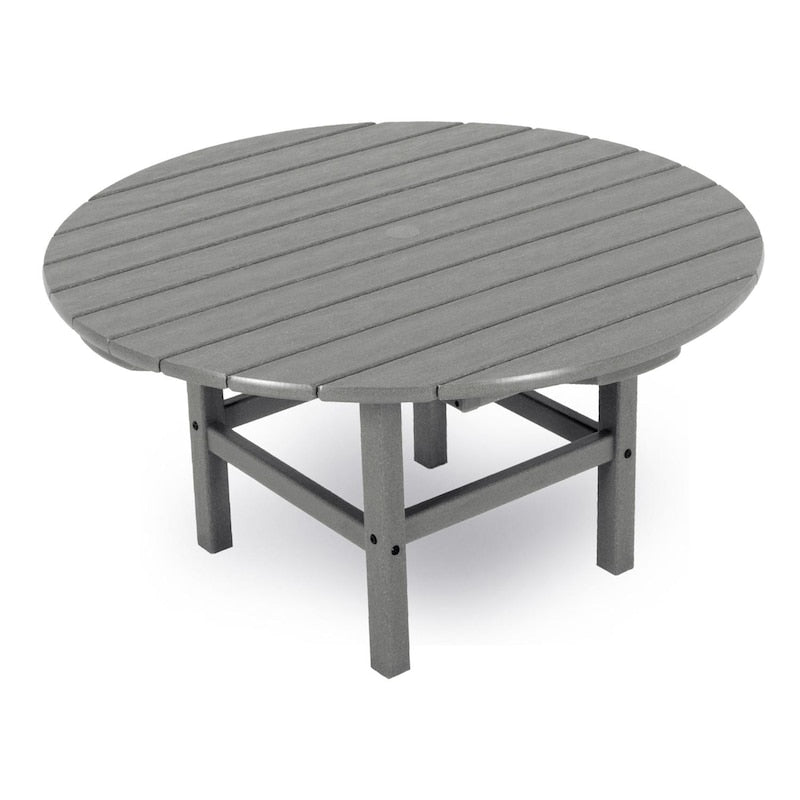 POLYWOOD 38-Inch Round Conversation Table - Slate Grey