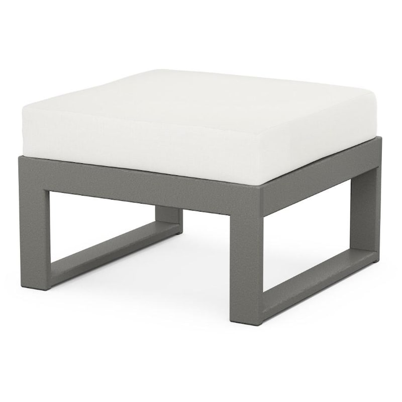 POLYWOOD Modular Ottoman in Slate Grey / Natural Linen