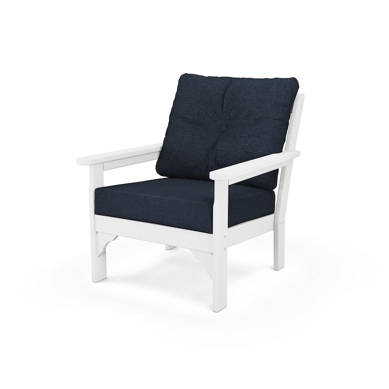 POLYWOOD Vineyard Deep Seating Chair - White / Marine Indigo