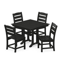 Thumbnail for POLYWOOD Lakeside 5-Piece Farmhouse Trestle Side Chair Dining Set - Black
