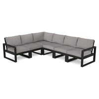 Thumbnail for POLYWOOD EDGE 6-Piece Modular Deep Seating Set in Black / Grey Mist