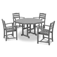 Thumbnail for POLYWOOD La Casa Cafe 5 Piece Round Farmhouse Arm Chair Dining Set - Slate Grey
