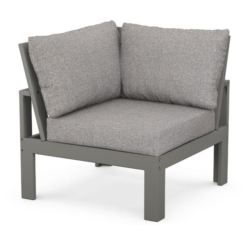 POLYWOOD Modular Corner Chair in Black / Grey Mist