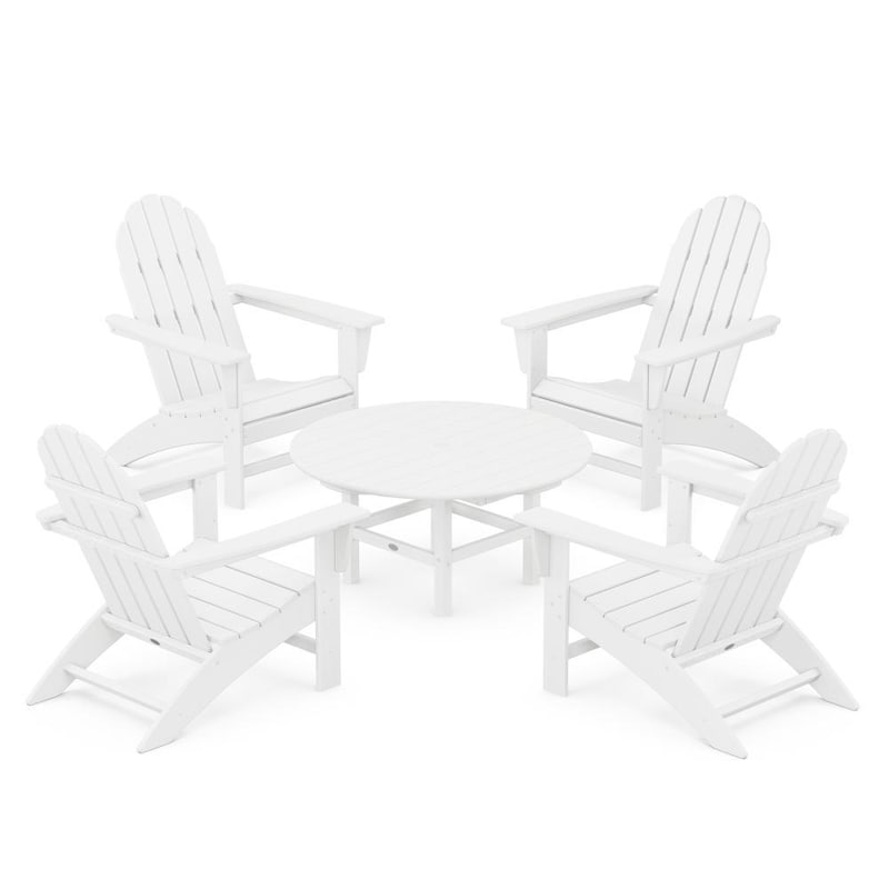 POLYWOOD Vineyard 5-Piece Adirondack Chair Conversation Set - White
