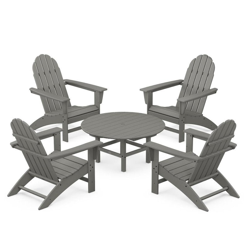POLYWOOD Vineyard 5-Piece Adirondack Chair Conversation Set - Slate Grey