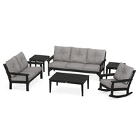 Thumbnail for POLYWOOD Vineyard 6-Piece Deep Seating Set w/ Rocker - Black / Grey Mist