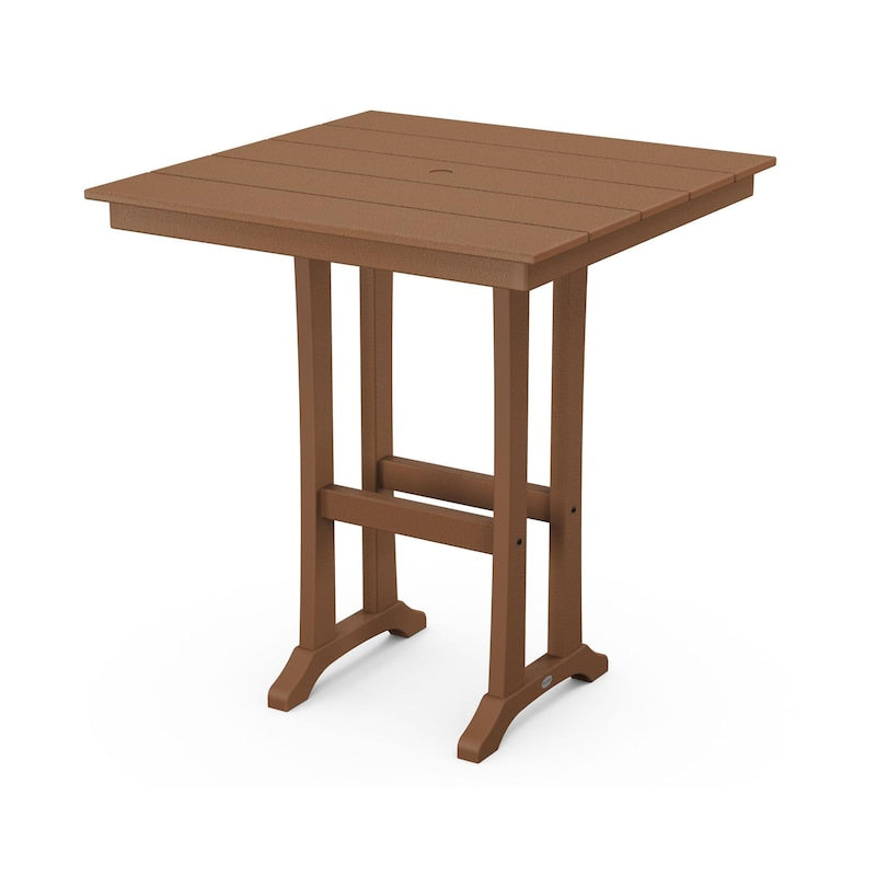 POLYWOOD 37-Inch Farmhouse Trestle Bar Table - Teak