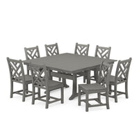Thumbnail for POLYWOOD Chippendale 9-Piece Farmhouse Trestle Dining Set - Slate Grey